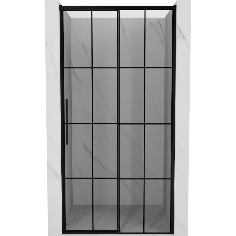Mexen Rox Schiebetür-Duschkabine rechts 135 cm, schwarzes Gitter, schwarz - 8C2-135-000-70-77-P