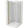 Mexen Lima Duo Duschkabine faltbar 80 x 80 cm, transparent, gold + Duschelement Flat - 856-080-080-50-02-4010G