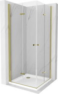 Mexen Lima Duo Duschkabine faltbar 80 x 80 cm, transparent, gold + Duschelement Flat - 856-080-080-50-02-4010G