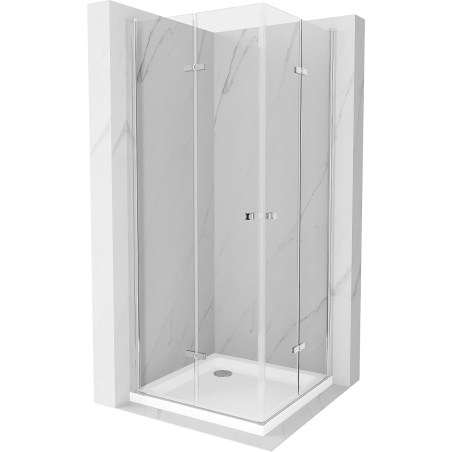 Mexen Lima Duo faltbare Duschkabine 70 x 70 cm, transparent, Chrom + Flat-Duschtasse - 856-070-070-01-02-4010
