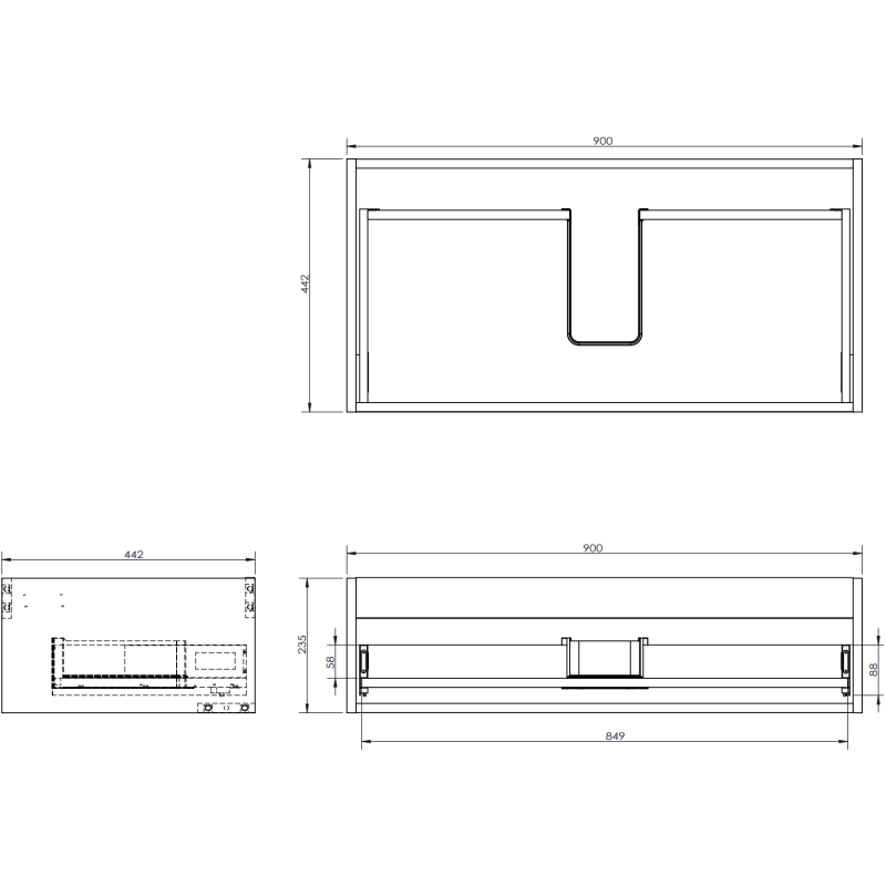 Mexen Orio Badezimmerunterschrank 90 cm mit Waschbecken Vela, 1 Schublade, schwarz matt - 91A10-09023-1-BF71-W23M71