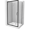 Mexen Apia Duschkabine Schiebetür 90 x 80 cm, transparent, schwarz + Duschwanne Flat, weiß - 840-090-080-70-00-4010B