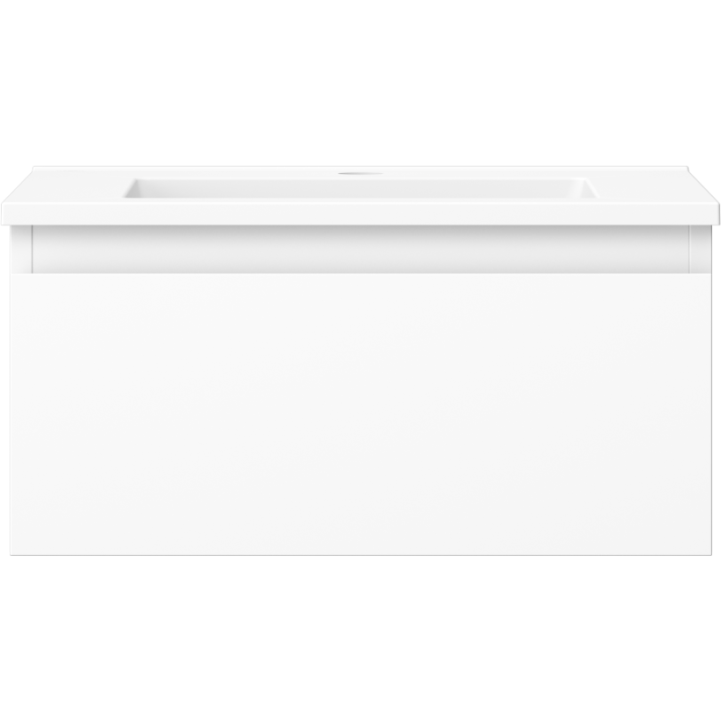 Mexen Orio Badezimmerschrank 50 cm mit Waschbecken Otis, 1 Schublade, weiß matt - 91A10-05023-1-BF01-W18M01