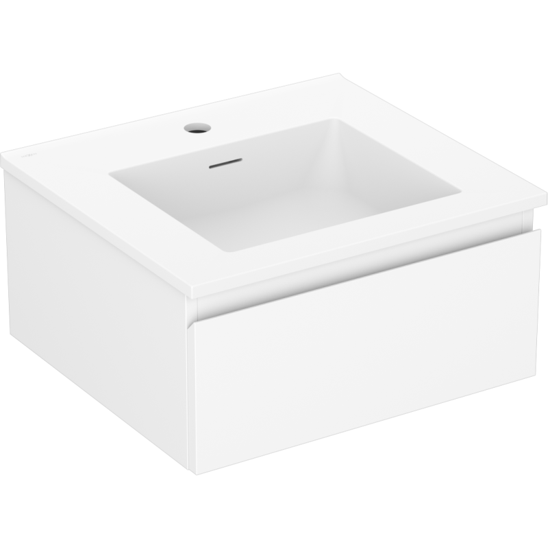 Mexen Orio Badezimmerschrank 50 cm mit Waschbecken Otis, 1 Schublade, weiß matt - 91A10-05023-1-BF01-W18M01