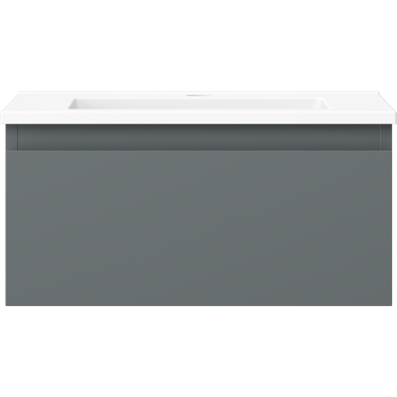Mexen Orio Badezimmerschrank 50 cm mit Waschbecken Otis, 1 Schublade, Graphit matt/Weiß matt - 91A10-05023-1-BF66-W18M01