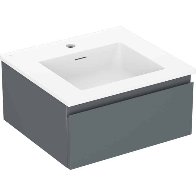 Mexen Orio Badezimmerschrank 50 cm mit Waschbecken Otis, 1 Schublade, Graphit matt/Weiß matt - 91A10-05023-1-BF66-W18M01