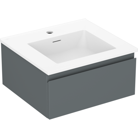Mexen Orio Badezimmerschrank 50 cm mit Waschbecken Otis, 1 Schublade, Graphit matt/Weiß matt - 91A10-05023-1-BF66-W18M01