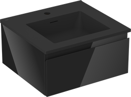 Mexen Orio Badezimmerschrank 50 cm mit Waschbecken Otis, 1 Schublade, schwarzer Glanz/schwarz matt - 91A10-05023-1-BF70-W18M71