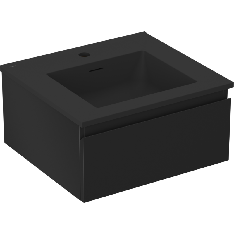 Mexen Orio Badezimmerschrank 50 cm mit Waschbecken Otis, 1 Schublade, schwarz matt - 91A10-05023-1-BF71-W18M71