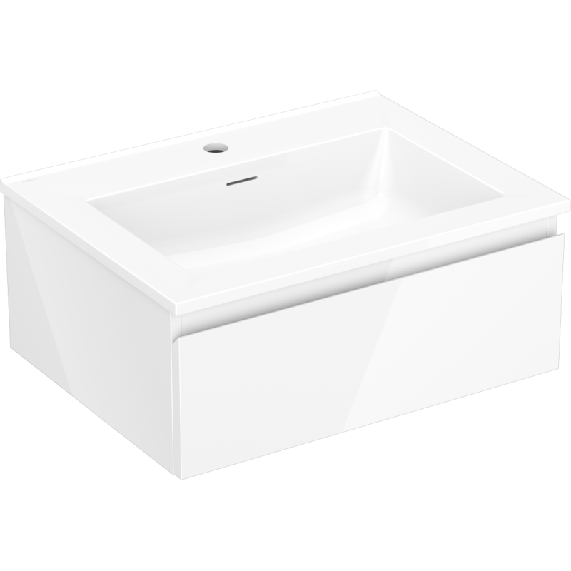 Mexen Orio Badezimmerschrank 60 cm mit Waschbecken Otis, 1 Schublade, weißer Glanz - 91A10-06023-1-BF00-W18M00