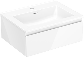 Mexen Orio Badezimmerschrank 60 cm mit Waschbecken Otis, 1 Schublade, weißer Glanz - 91A10-06023-1-BF00-W18M00