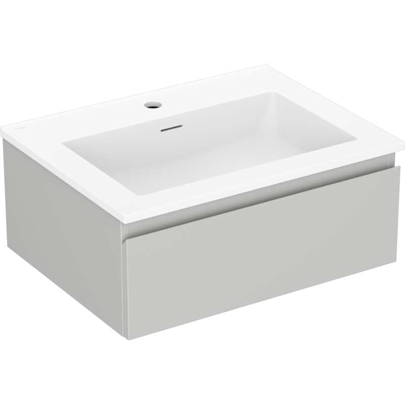 Mexen Orio Badezimmerunterschrank 60 cm mit Waschbecken Otis, 1 Schublade, grau matt/weiß matt - 91A10-06023-1-BF62-W18M01