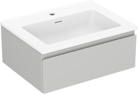 Mexen Orio Badezimmerunterschrank 60 cm mit Waschbecken Otis, 1 Schublade, grau matt/weiß matt - 91A10-06023-1-BF62-W18M01