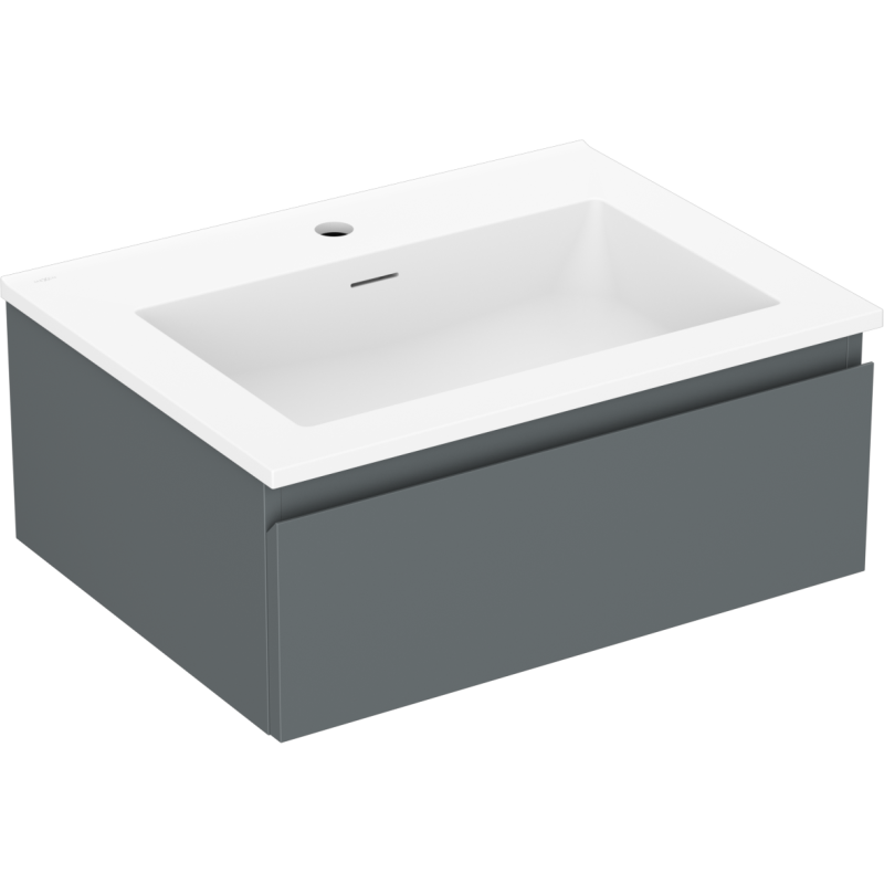 Mexen Orio Badezimmerschrank 60 cm mit Waschbecken Otis, 1 Schublade, Graphit matt/weiß matt - 91A10-06023-1-BF66-W18M01
