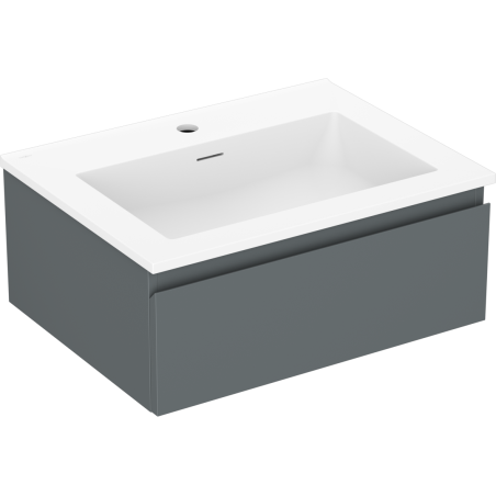 Mexen Orio Badezimmerschrank 60 cm mit Waschbecken Otis, 1 Schublade, Graphit matt/weiß matt - 91A10-06023-1-BF66-W18M01