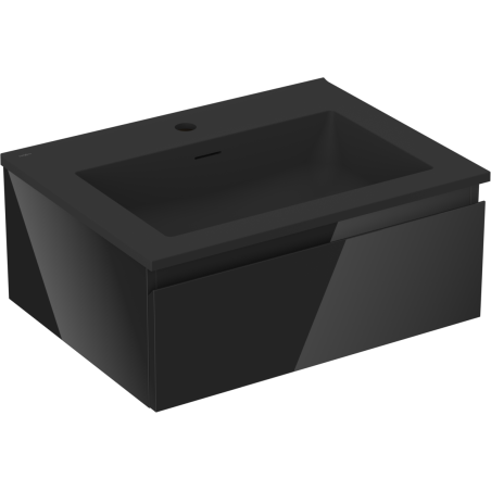 Mexen Orio Badezimmerschrank 60 cm mit Waschbecken Otis, 1 Schublade, schwarz glänzend/schwarz matt - 91A10-06023-1-BF70-W18M71