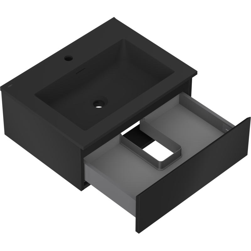 Mexen Orio Badezimmerschrank 60 cm mit Waschbecken Otis, 1 Schublade, schwarz matt - 91A10-06023-1-BF71-W18M71