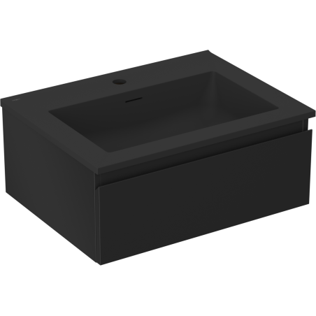 Mexen Orio Badezimmerschrank 60 cm mit Waschbecken Otis, 1 Schublade, schwarz matt - 91A10-06023-1-BF71-W18M71