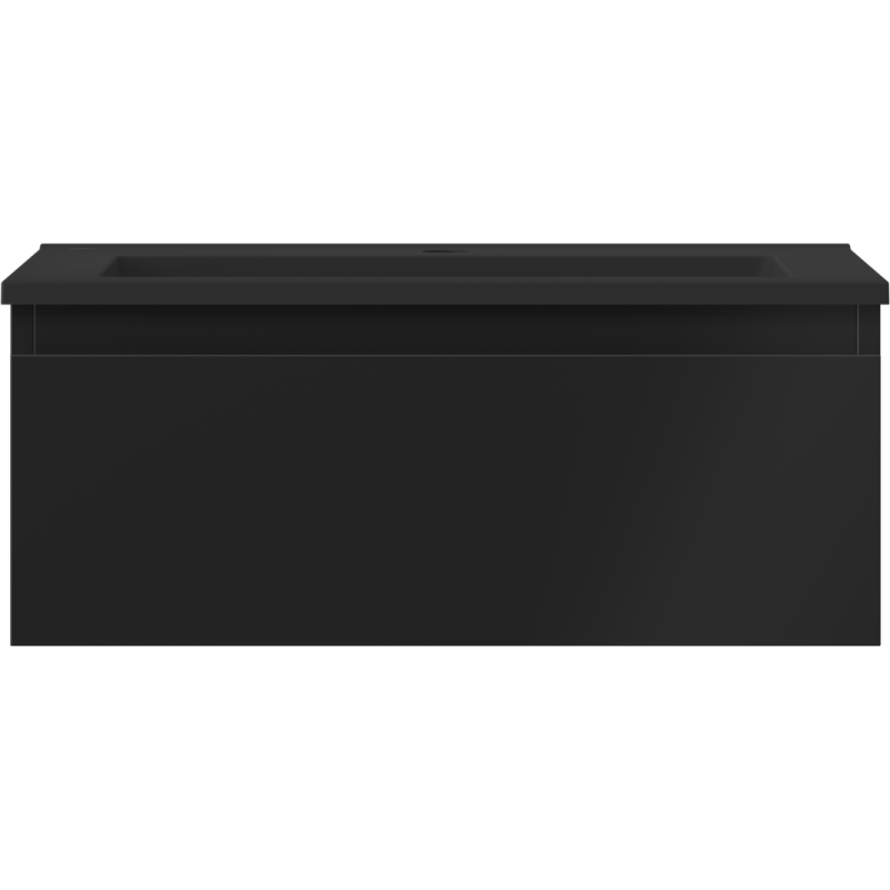 Mexen Orio Badezimmerschrank 60 cm mit Waschbecken Otis, 1 Schublade, schwarz matt - 91A10-06023-1-BF71-W18M71