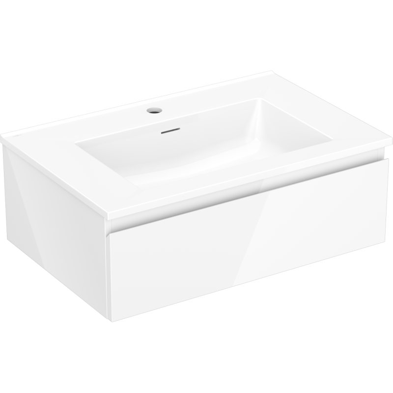 Mexen Orio Badezimmer-Schrank 70 cm mit Waschbecken Otis, 1 Schublade, Weiß Glanz - 91A10-07023-1-BF00-W18M00