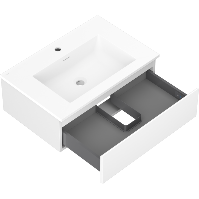 Mexen Orio Badezimmerschrank 70 cm mit Waschbecken Otis, 1 Schublade, weiß matt - 91A10-07023-1-BF01-W18M01