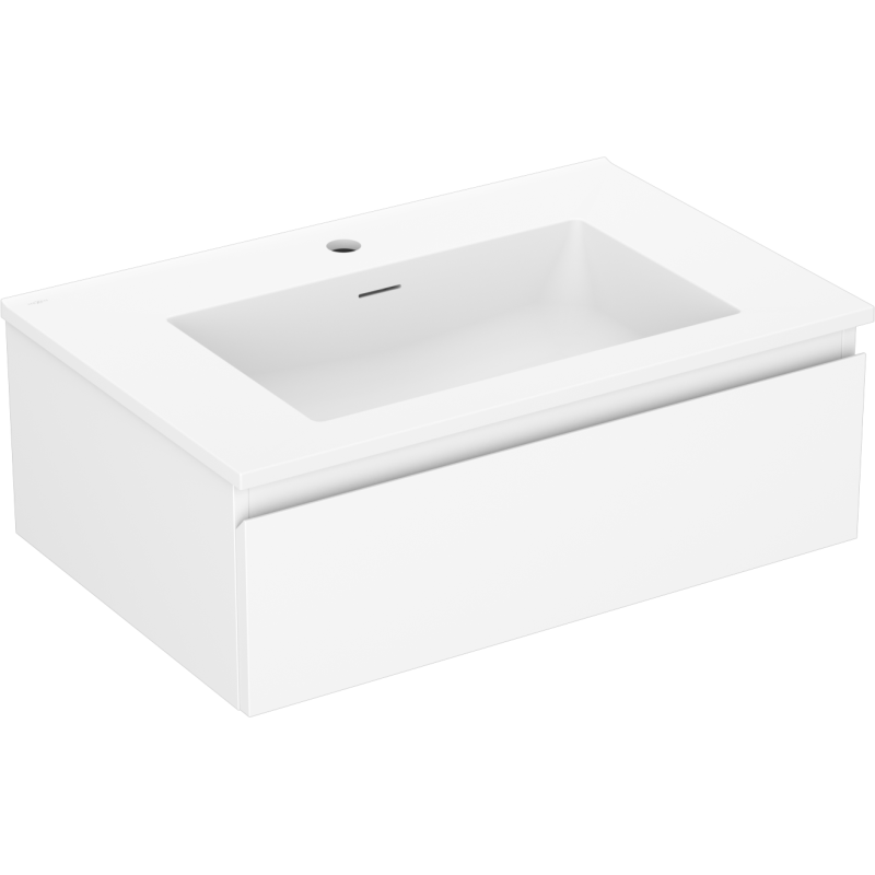 Mexen Orio Badezimmerschrank 70 cm mit Waschbecken Otis, 1 Schublade, weiß matt - 91A10-07023-1-BF01-W18M01