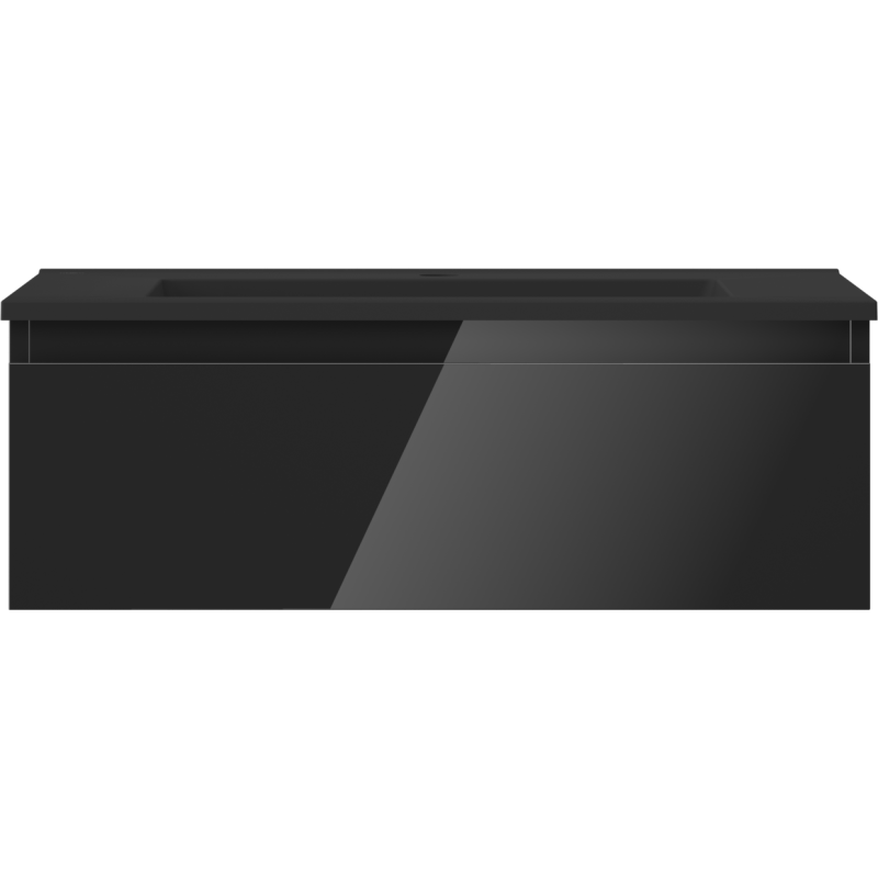 Mexen Orio Badezimmerschrank 70 cm mit Waschbecken Otis, 1 Schublade, schwarz glänzend/schwarz matt - 91A10-07023-1-BF70-W18M71