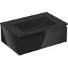 Mexen Orio Badezimmerschrank 70 cm mit Waschbecken Otis, 1 Schublade, schwarz glänzend/schwarz matt - 91A10-07023-1-BF70-W18M71