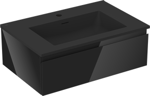 Mexen Orio Badezimmerschrank 70 cm mit Waschbecken Otis, 1 Schublade, schwarz glänzend/schwarz matt - 91A10-07023-1-BF70-W18M71