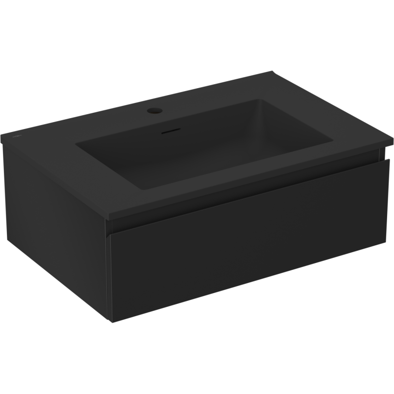 Mexen Orio Badezimmer-Schrank 70 cm mit Waschbecken Otis, 1 Schublade, Schwarz Matt - 91A10-07023-1-BF71-W18M71
