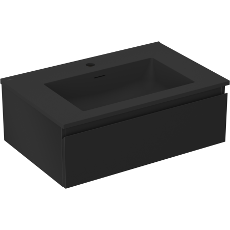 Mexen Orio Badezimmer-Schrank 70 cm mit Waschbecken Otis, 1 Schublade, Schwarz Matt - 91A10-07023-1-BF71-W18M71