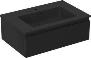 Mexen Orio Badezimmer-Schrank 70 cm mit Waschbecken Otis, 1 Schublade, Schwarz Matt - 91A10-07023-1-BF71-W18M71