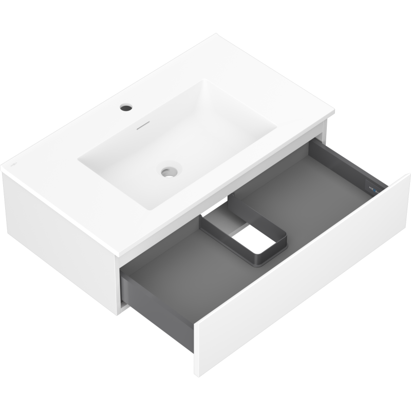 Mexen Orio Badezimmer-Unterschrank 80 cm mit Waschbecken Otis, 1 Schublade, weiß matt - 91A10-08023-1-BF01-W18M01
