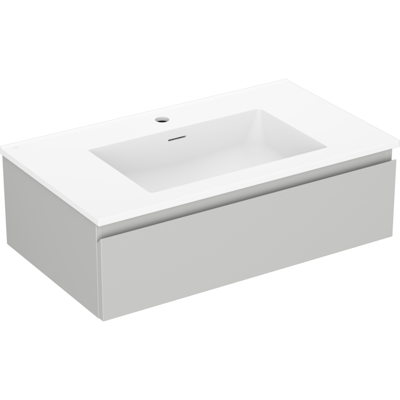 Mexen Orio Badezimmerschrank 80 cm mit Waschbecken Otis, 1 Schublade, grau matt/weiß matt - 91A10-08023-1-BF62-W18M01