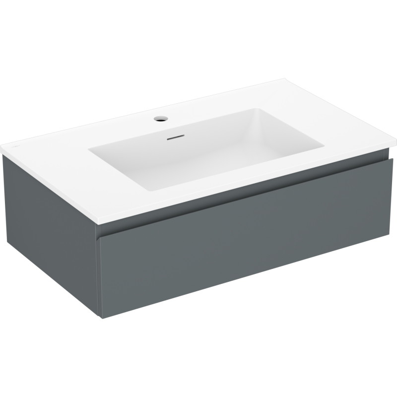 Mexen Orio Badezimmerschrank 80 cm mit Waschbecken Otis, 1 Schublade, Graphit matt/Weiß matt - 91A10-08023-1-BF66-W18M01