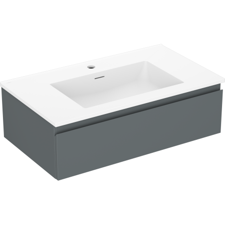 Mexen Orio Badezimmerschrank 80 cm mit Waschbecken Otis, 1 Schublade, Graphit matt/Weiß matt - 91A10-08023-1-BF66-W18M01
