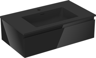 Mexen Orio Badezimmerschrank 80 cm mit Waschbecken Otis, 1 Schublade, schwarz glänzend/schwarz matt - 91A10-08023-1-BF70-W18M71
