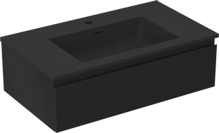 Mexen Orio Badezimmerschrank 80 cm mit Waschbecken Otis, 1 Schublade, schwarz matt - 91A10-08023-1-BF71-W18M71