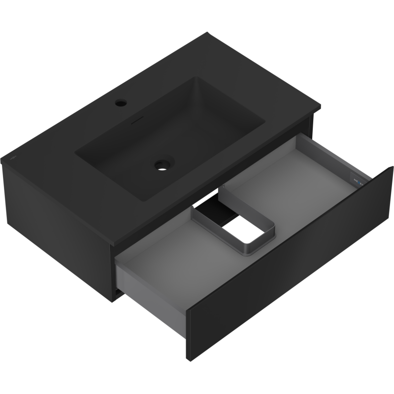 Mexen Orio Badezimmerschrank 80 cm mit Waschbecken Otis, 1 Schublade, schwarz matt - 91A10-08023-1-BF71-W18M71