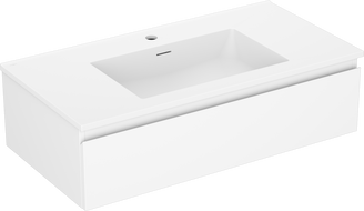 Mexen Orio Badezimmerschrank 90 cm mit Waschbecken Otis, 1 Schublade, weiß matt - 91A10-09023-1-BF01-W18M01