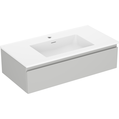 Mexen Orio Badezimmerschrank 90 cm mit Waschbecken Otis, 1 Schublade, grau matt/weiß matt - 91A10-09023-1-BF62-W18M01
