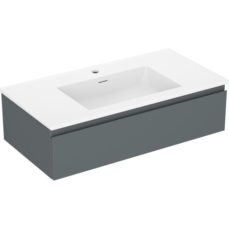 Mexen Orio Badezimmerschrank 90 cm mit Waschbecken Otis, 1 Schublade, Graphit matt/weiß matt - 91A10-09023-1-BF66-W18M01