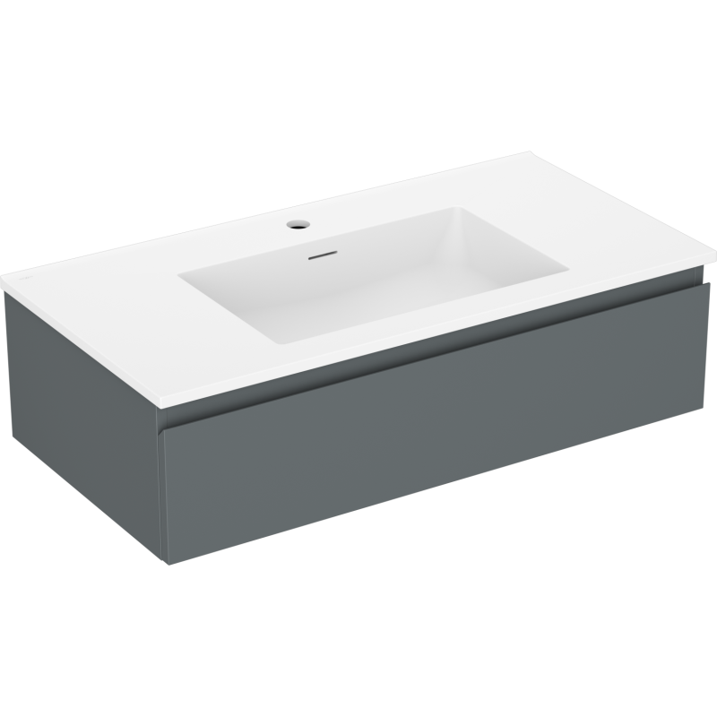 Mexen Orio Badezimmerunterschrank 90 cm mit Waschbecken Otis, 1 Schublade, Graphit Matt/Weiß Matt - 91A10-09023-1-BF66-W18M01