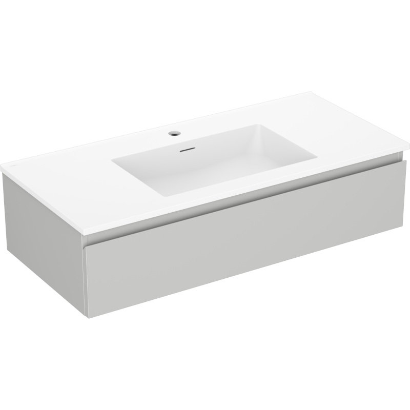 Mexen Orio Badezimmerschrank 100 cm mit Waschbecken Otis, 1 Schublade, grau matt/weiß matt - 91A10-10023-1-BF62-W18M01