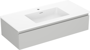 Mexen Orio Badezimmerschrank 100 cm mit Waschbecken Otis, 1 Schublade, grau matt/weiß matt - 91A10-10023-1-BF62-W18M01