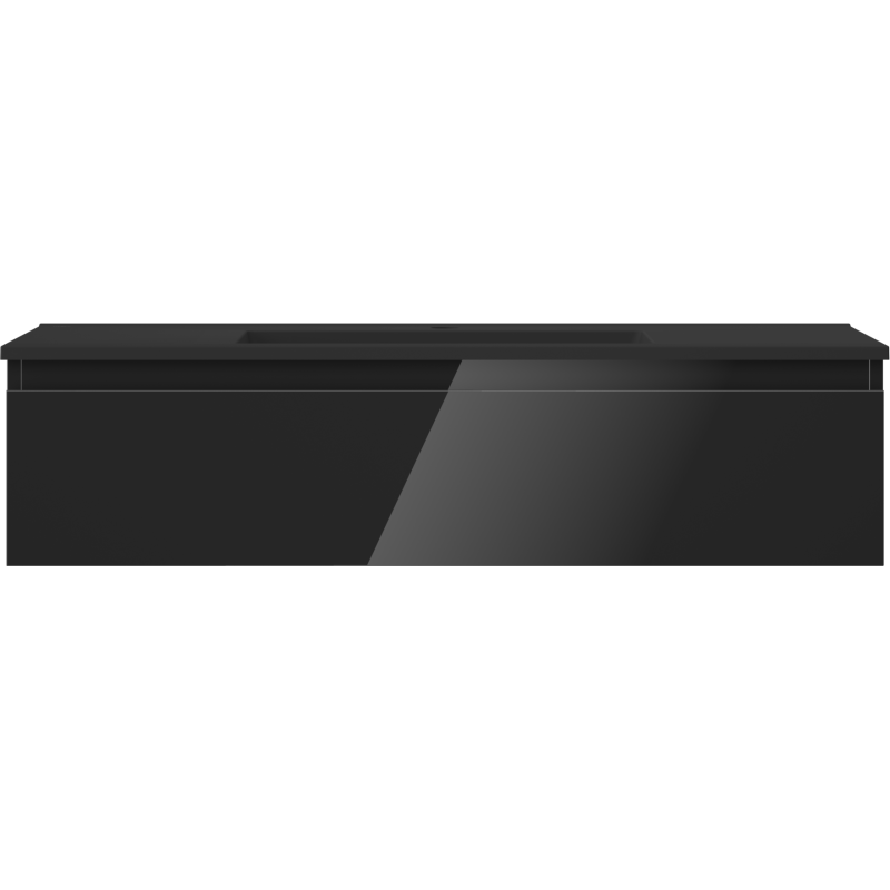 Mexen Orio Badezimmerschrank 100 cm mit Waschbecken Otis, 1 Schublade, Schwarz Glanz/Schwarz Matt - 91A10-10023-1-BF70-W18M71