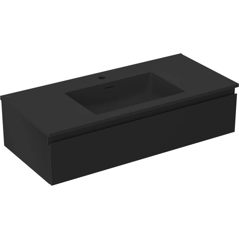 Mexen Orio Badezimmerschrank 100 cm mit Waschbecken Otis, 1 Schublade, schwarz matt - 91A10-10023-1-BF71-W18M71