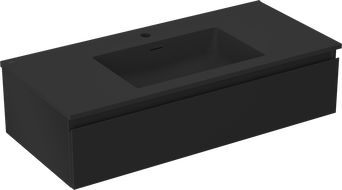 Mexen Orio Badezimmerschrank 100 cm mit Waschbecken Otis, 1 Schublade, schwarz matt - 91A10-10023-1-BF71-W18M71