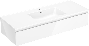 Mexen Orio Badezimmer-Unterschrank 120 cm mit Waschbecken Otis, 1 Schublade, weiß glänzend - 91A10-12023-1-BF00-W18M00