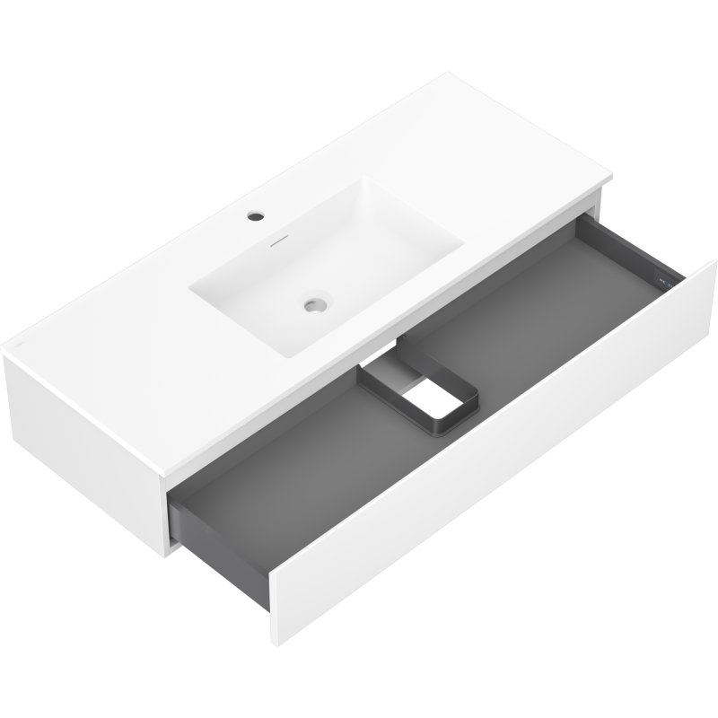 Mexen Orio Badezimmerschrank 120 cm mit Waschbecken Otis, 1 Schublade, weiß matt - 91A10-12023-1-BF01-W18M01